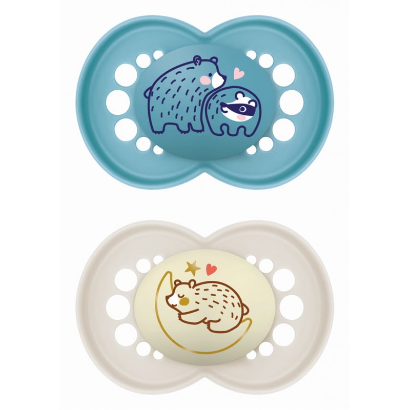 Set of Pacifiers Day & Night 16+ Months In 2 Colors