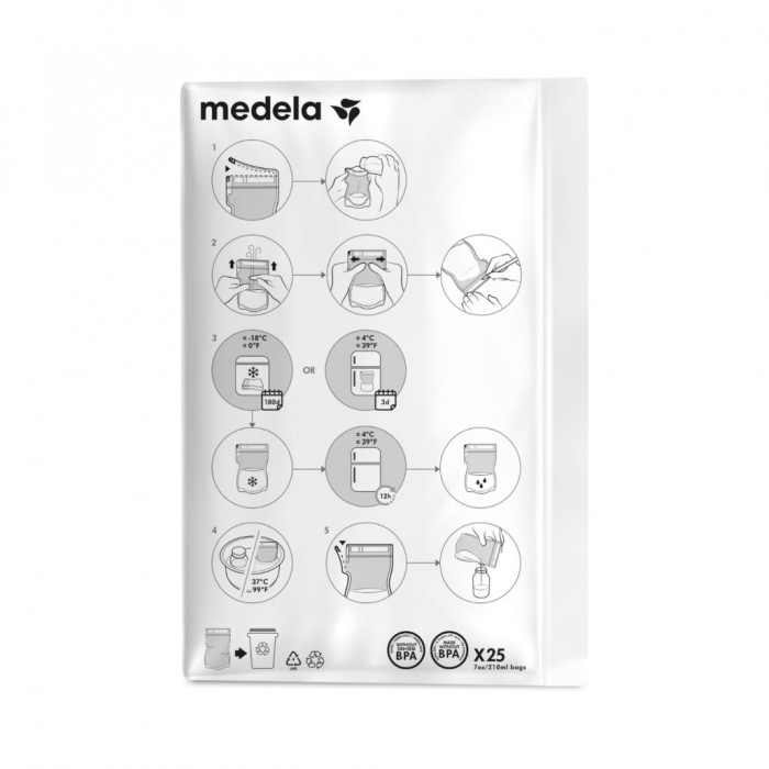 Breast Milk Storage Bags Easy Pour 210Ml 25Pcs