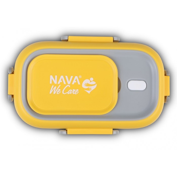 Stainless Steel Rectangular Food Container "We Care" Yellow 800ml