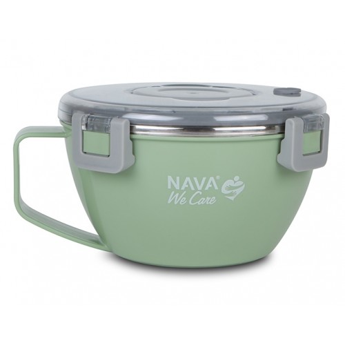 "We Care" Stainless Steel Round Food Container - Green 850ml