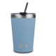 Thermos Cup With Stainless Steel Straw "We Care" Blue 450ml