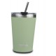 Thermos Cup With Stainless Steel Straw "We Care" Green 450ml